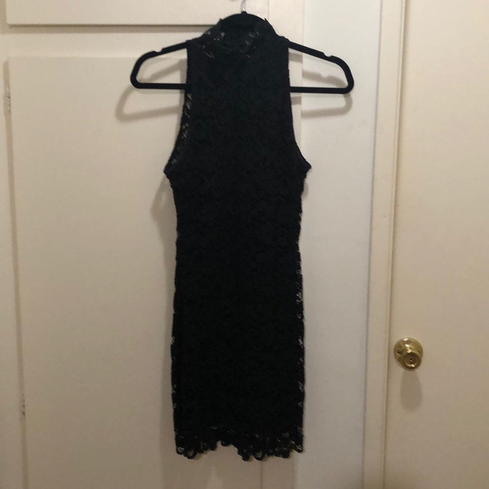 Black lace mini dress